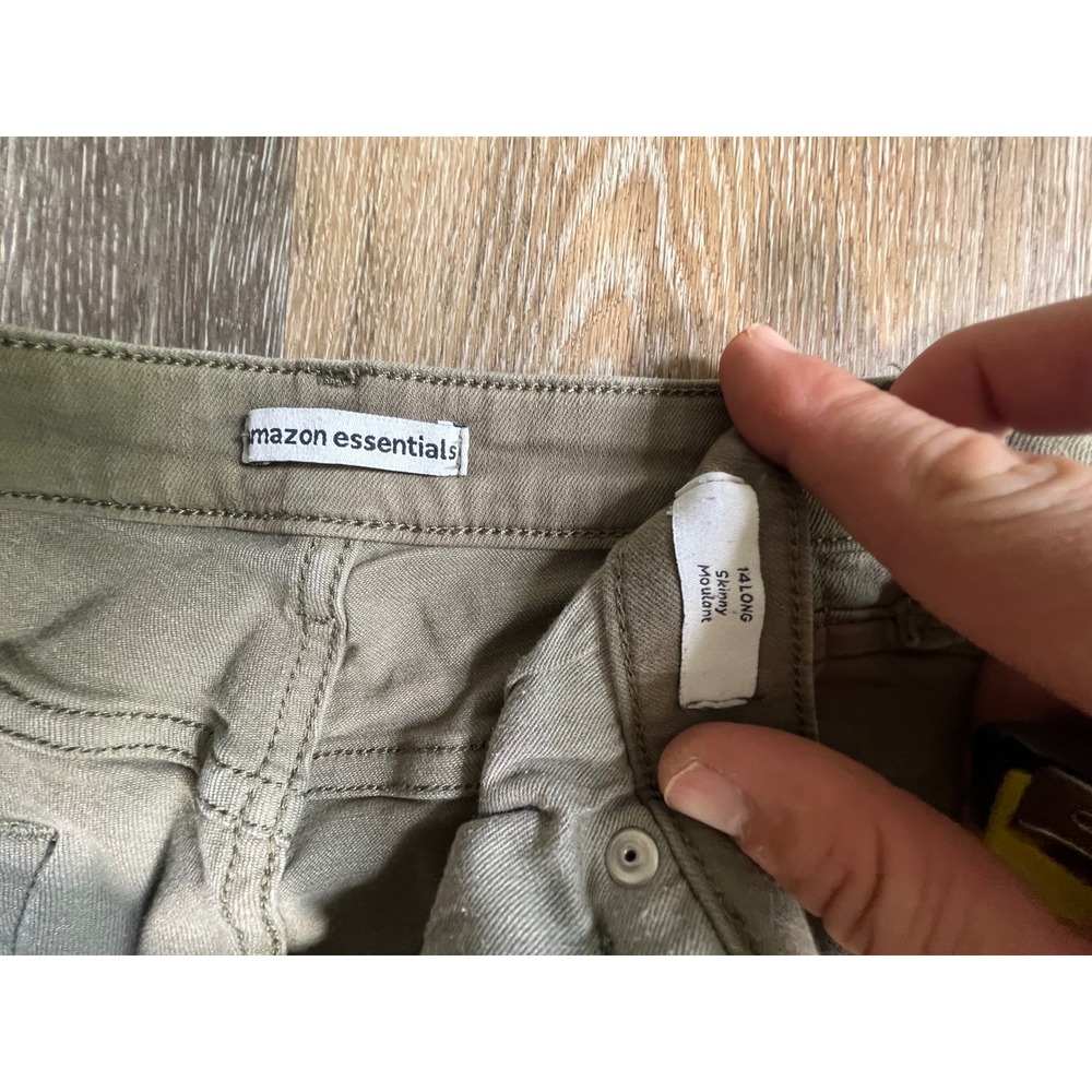 Amazon Essentials Skinny Jeans Womens 14L Olive Green Stretch Long Denim Pants - Picture 2 of 8
